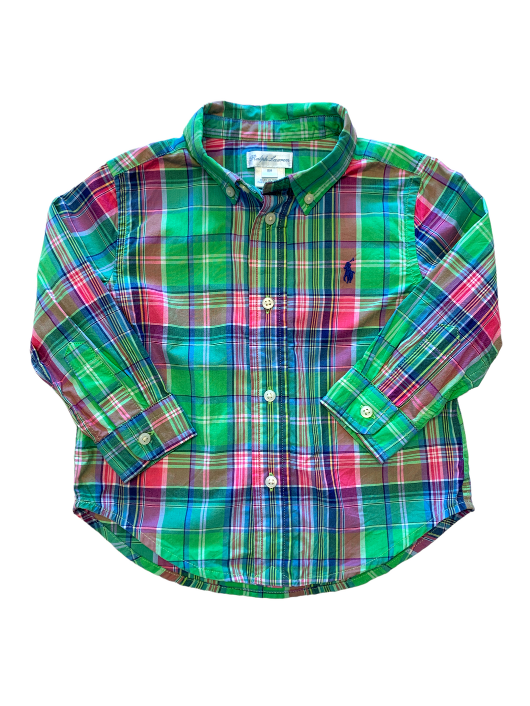 Grön randig skjorta Ralph Lauren 18M
