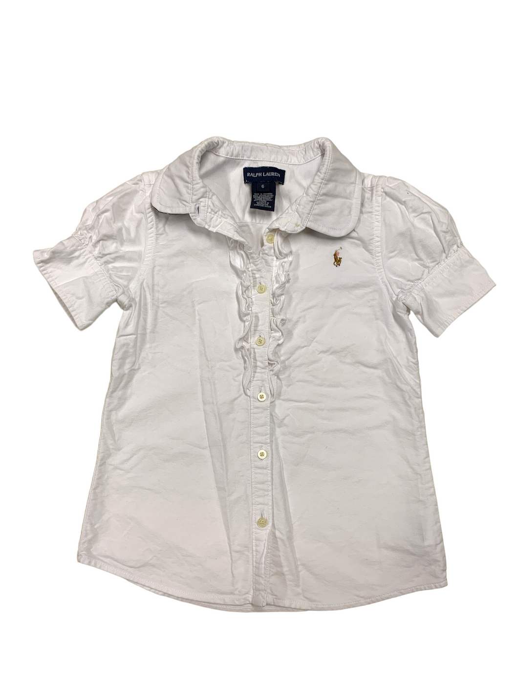 Vit kortärmad skjorta Ralph Lauren 6Y